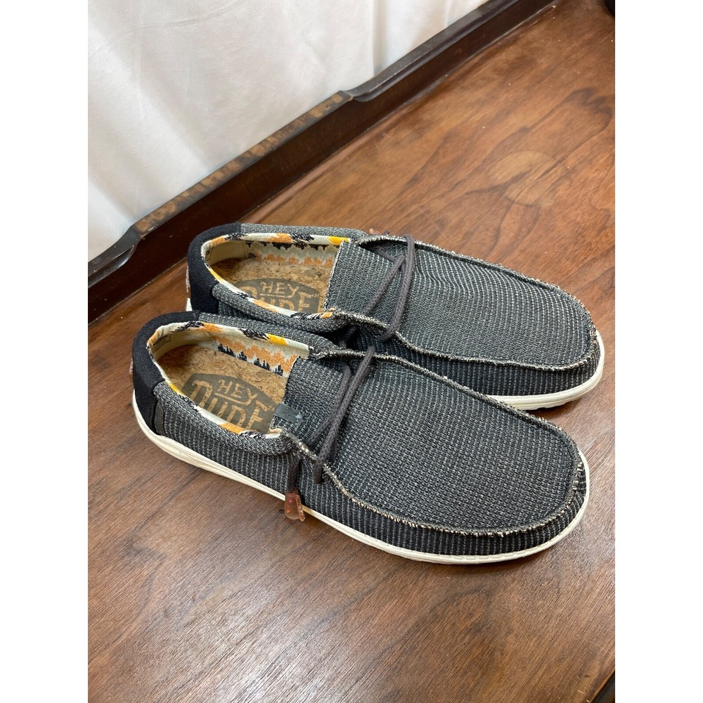 Hey Dude Wally Knit Charcoal Gray Men 13 Slip On Comfort Shoe Loafers Nice Clean
